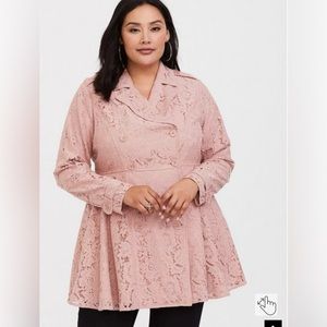 Pink Lace Trench Coat